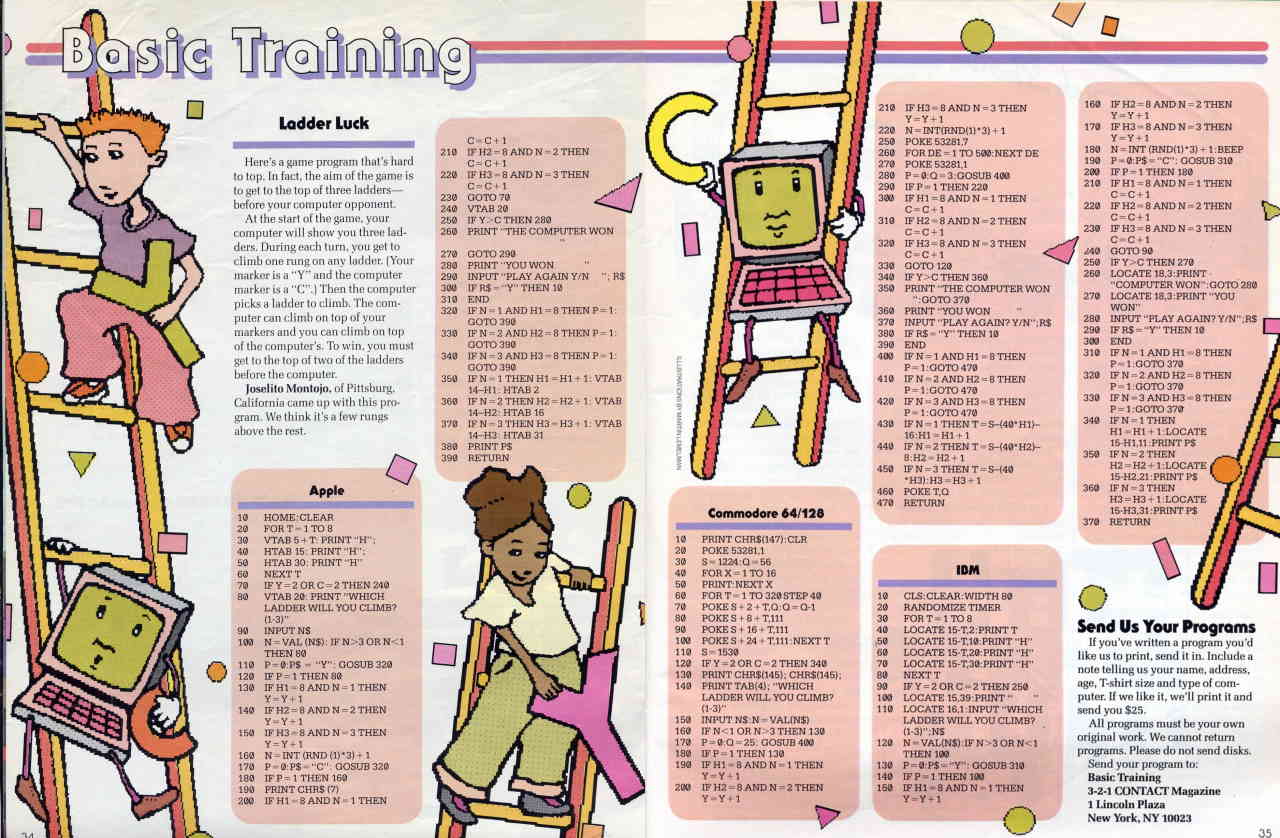 The Basic Training page from a 3-2-1 CONTACT magazine